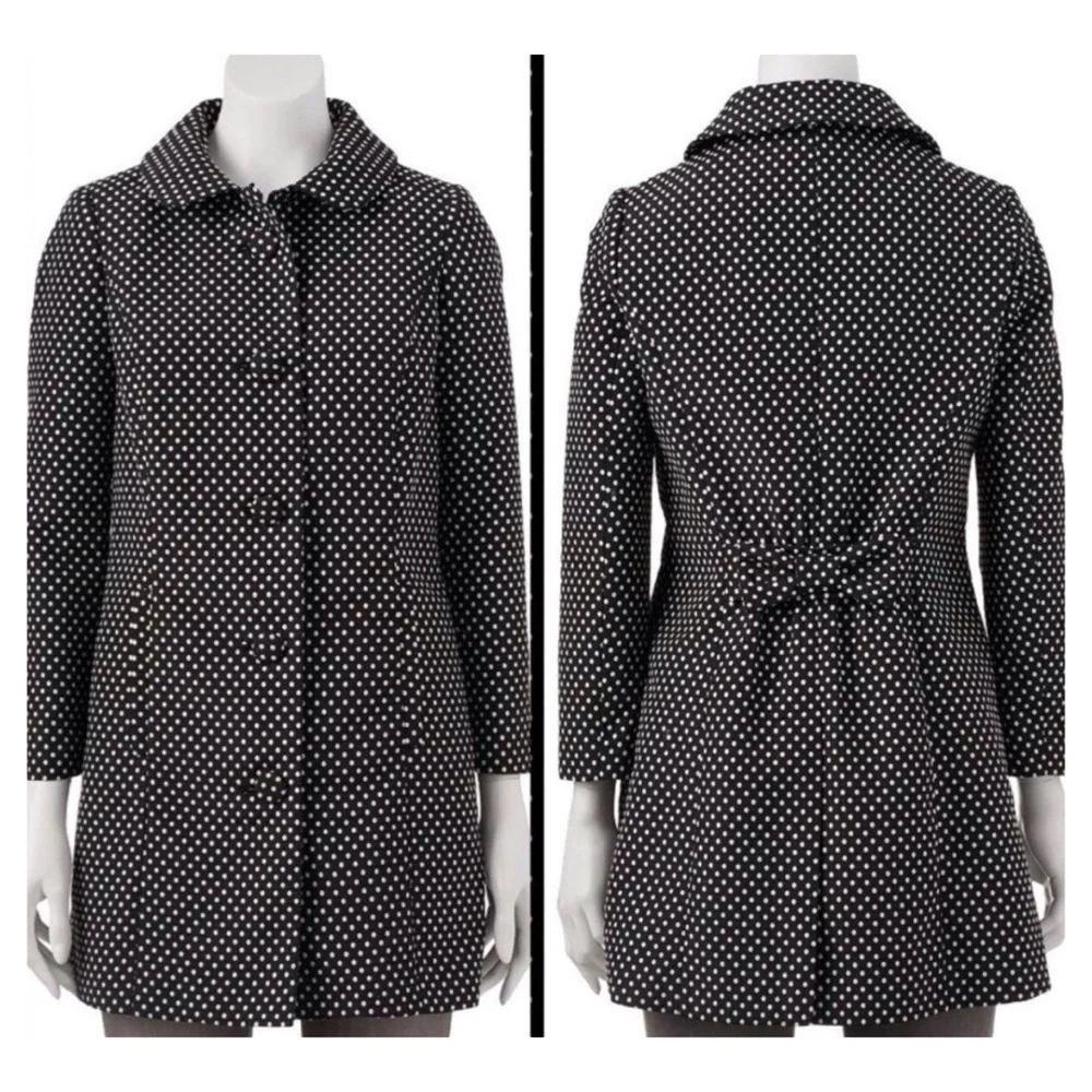LC Lauren Conrad Black & White Polka Dots Coat - Picture 5 of 6